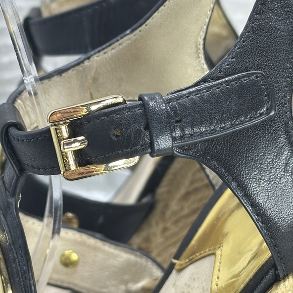 (W4) MICHAEL Michael Kors Black Wedge Sandals Espadrille 'Aubrey Charm, siz/8.5 - Picture 4 of 12